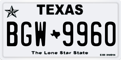 TX license plate BGW9960