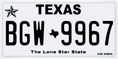 TX license plate BGW9967