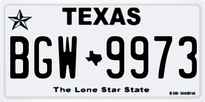 TX license plate BGW9973