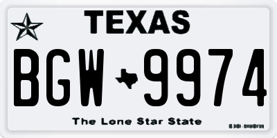 TX license plate BGW9974