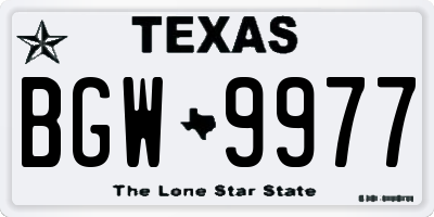 TX license plate BGW9977