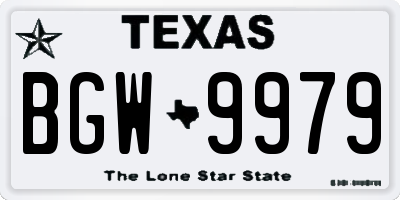 TX license plate BGW9979