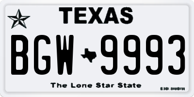 TX license plate BGW9993