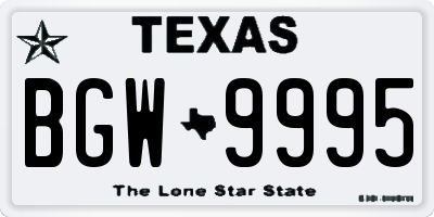TX license plate BGW9995