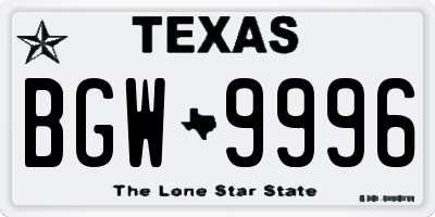 TX license plate BGW9996
