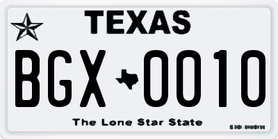 TX license plate BGX0010