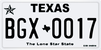 TX license plate BGX0017