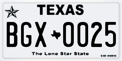 TX license plate BGX0025