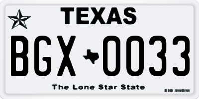TX license plate BGX0033