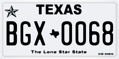 TX license plate BGX0068