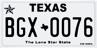 TX license plate BGX0076