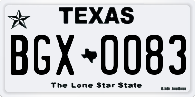 TX license plate BGX0083