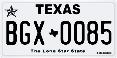 TX license plate BGX0085