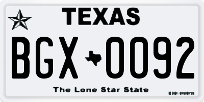 TX license plate BGX0092