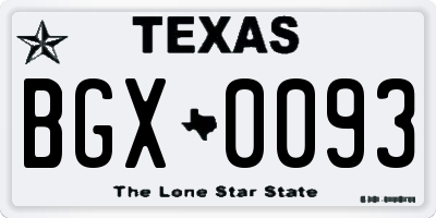 TX license plate BGX0093