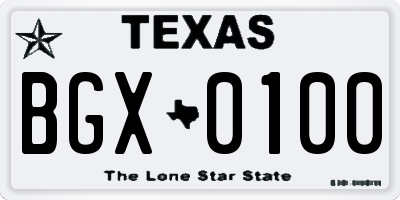 TX license plate BGX0100