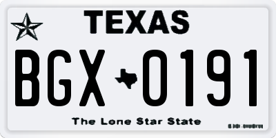 TX license plate BGX0191