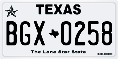 TX license plate BGX0258