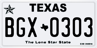 TX license plate BGX0303