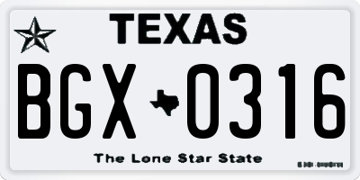 TX license plate BGX0316