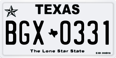 TX license plate BGX0331
