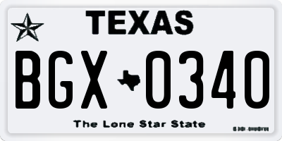 TX license plate BGX0340