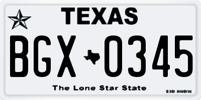 TX license plate BGX0345