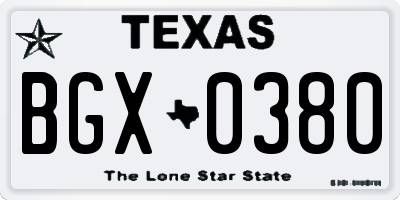 TX license plate BGX0380