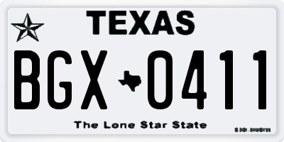 TX license plate BGX0411