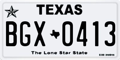 TX license plate BGX0413