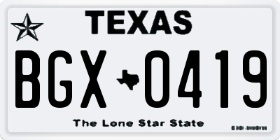 TX license plate BGX0419