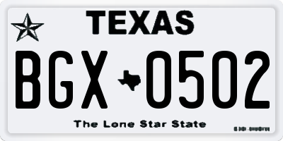 TX license plate BGX0502