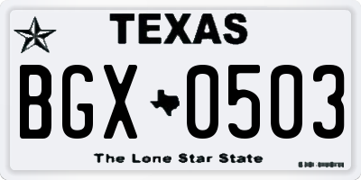 TX license plate BGX0503