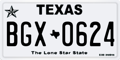 TX license plate BGX0624