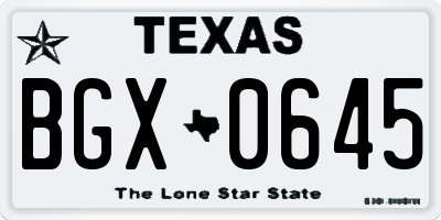 TX license plate BGX0645
