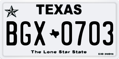 TX license plate BGX0703