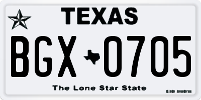 TX license plate BGX0705