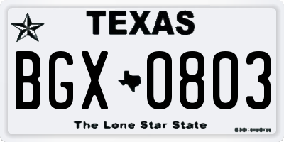 TX license plate BGX0803