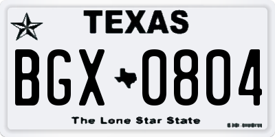 TX license plate BGX0804