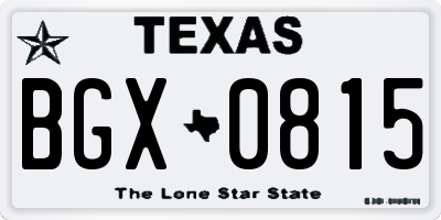 TX license plate BGX0815