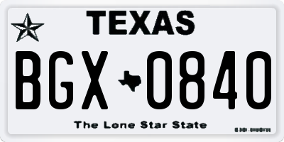 TX license plate BGX0840