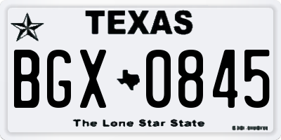 TX license plate BGX0845