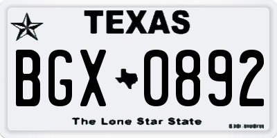 TX license plate BGX0892