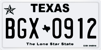 TX license plate BGX0912