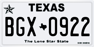 TX license plate BGX0922