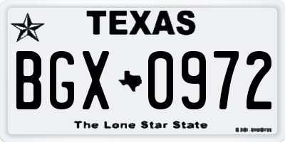 TX license plate BGX0972