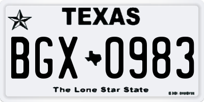 TX license plate BGX0983