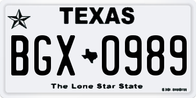 TX license plate BGX0989