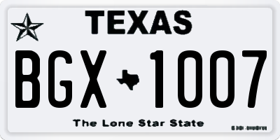 TX license plate BGX1007