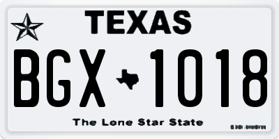 TX license plate BGX1018